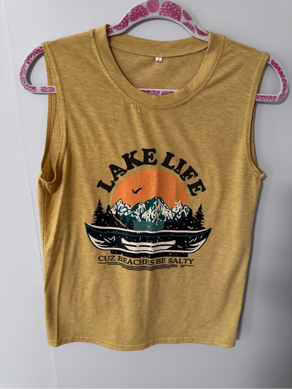 Kids Lake Life Graphic Muscle Tee - Mustard